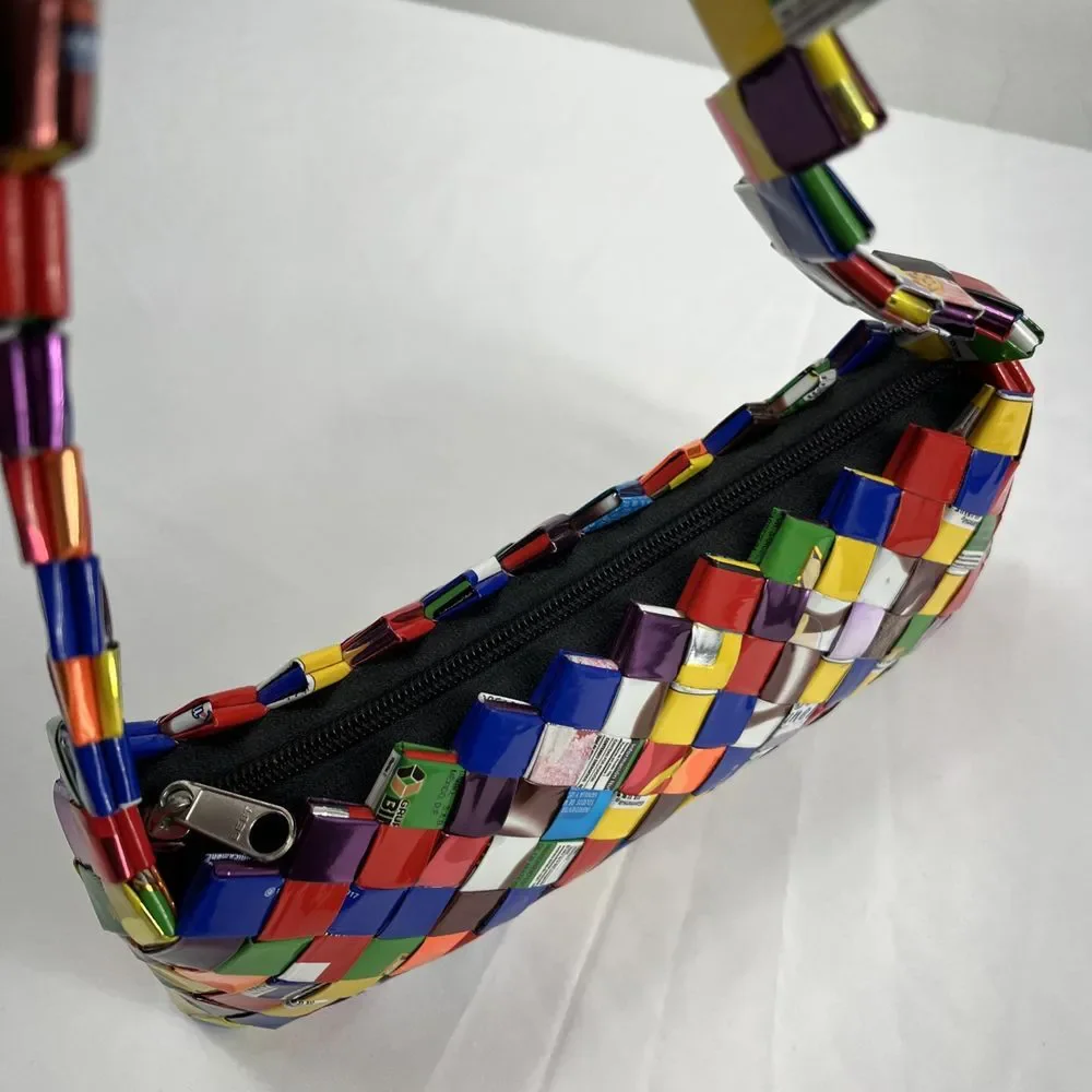 Candy Gum‎ Chips Wrappers Woven Womens Handbag With Zipper Collectible Vintage